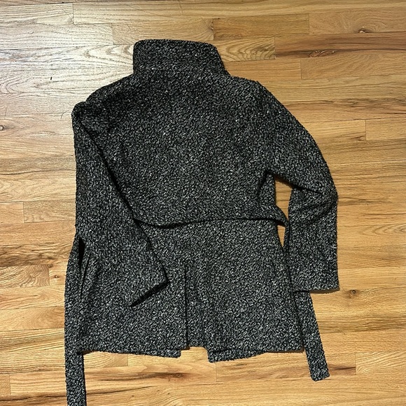 Calvin Klein Tweed Wool Winter Coat with Belt, Black and White Marled, Size XS/S - Picture 11 of 13
